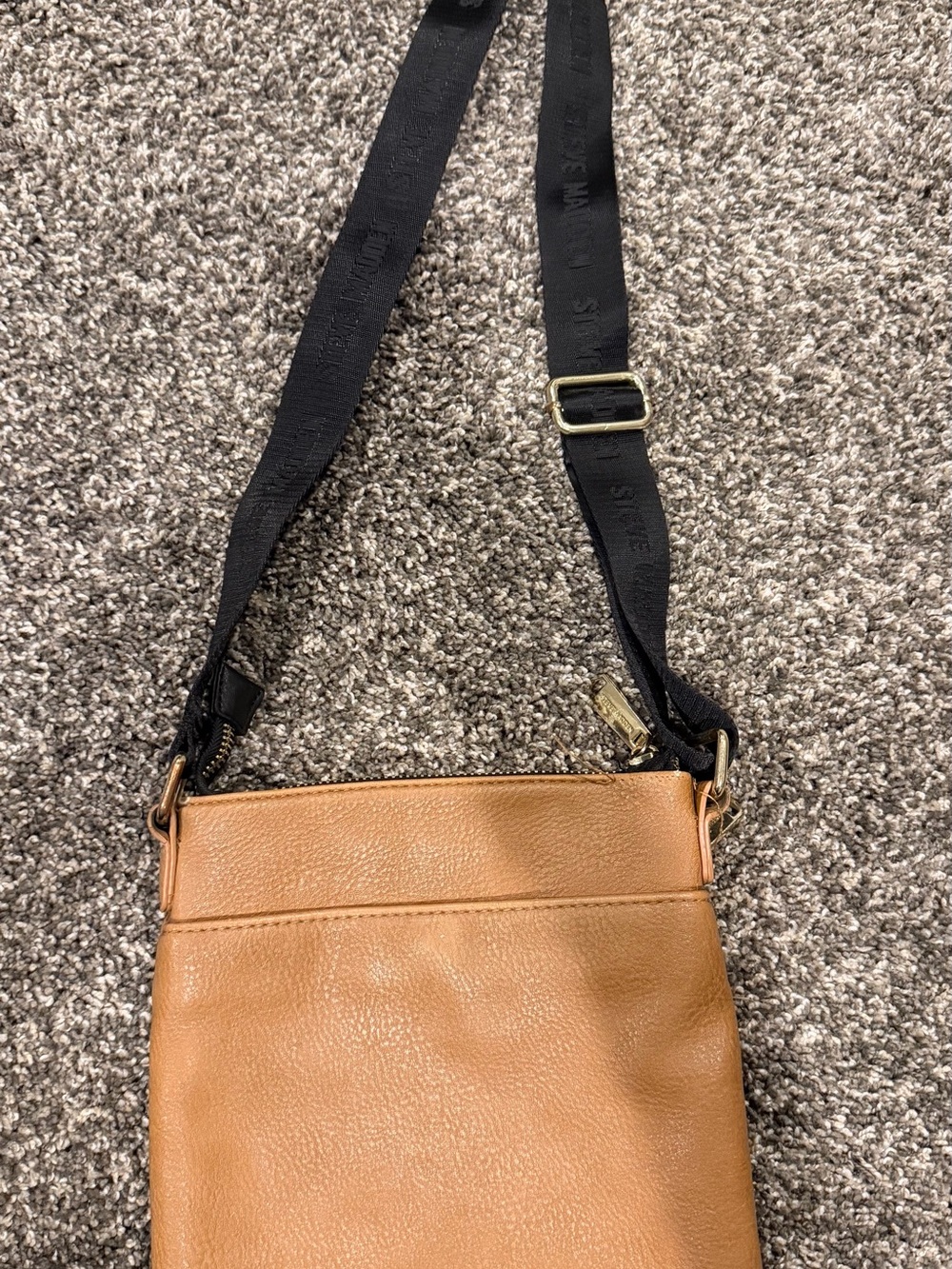 Steve Madden Tan Leather Crossbody with Black Adjustable Strap